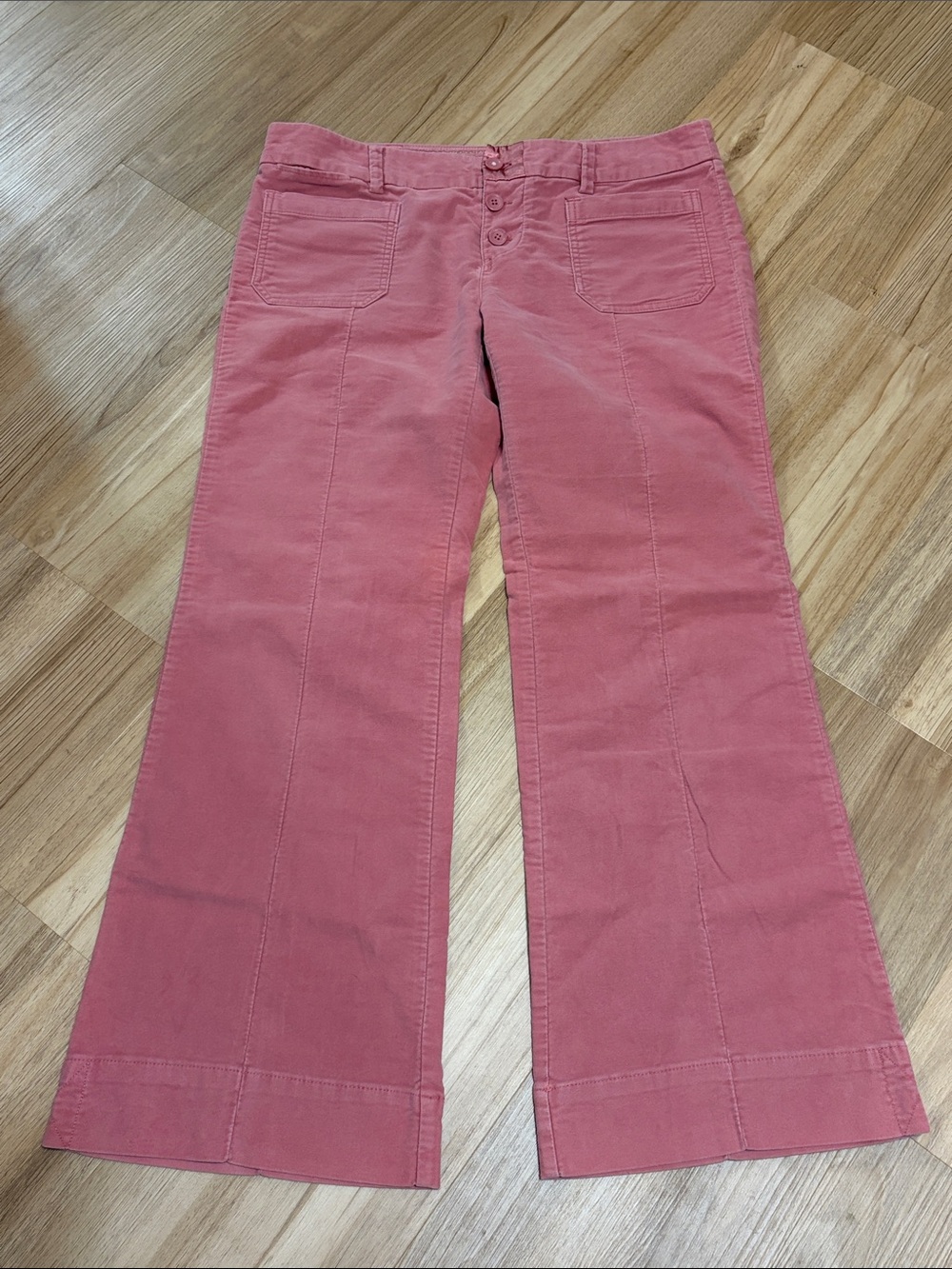 American Eagle Pink Wide Leg Pants Size 14 Button Fly Stretch Cotton